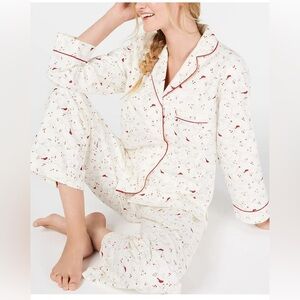 Charter Club Cotton Flannel Pajama Set Cardinal Print NWT XXL